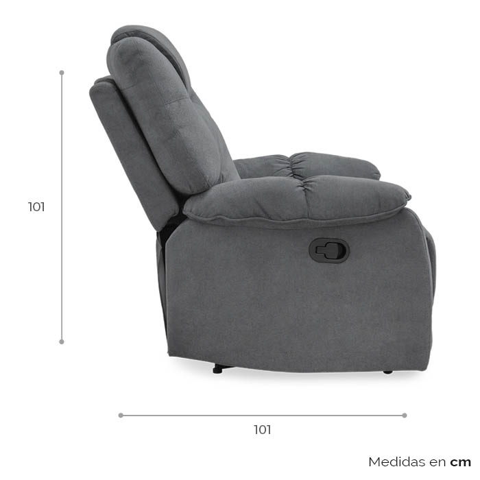 Sillon Reclinable Tela Gris Oxford Faret | Reclinables | salas